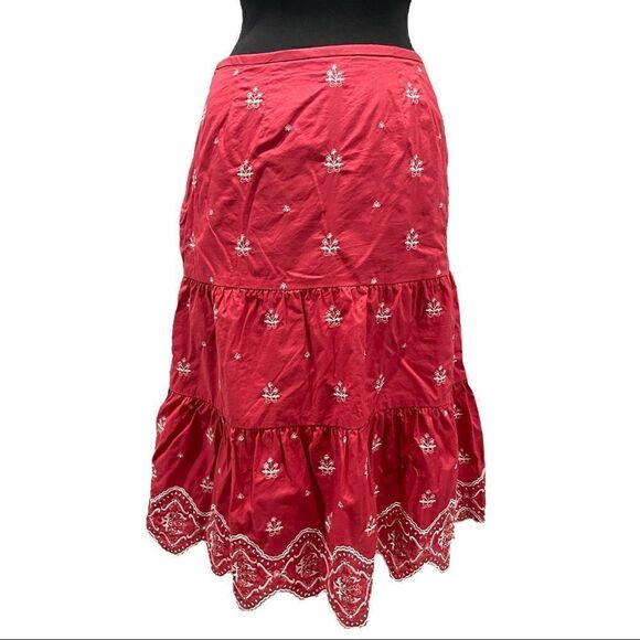 𝅺ann Taylor Tiered Embroidered Skirt Sz 4 - Picture 6 of 12